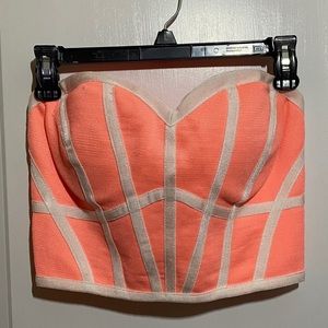 Crop bustier neon pastel orange and white